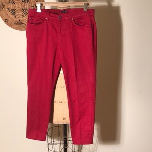 Eileen Fisher red 5 pocket straight leg jean